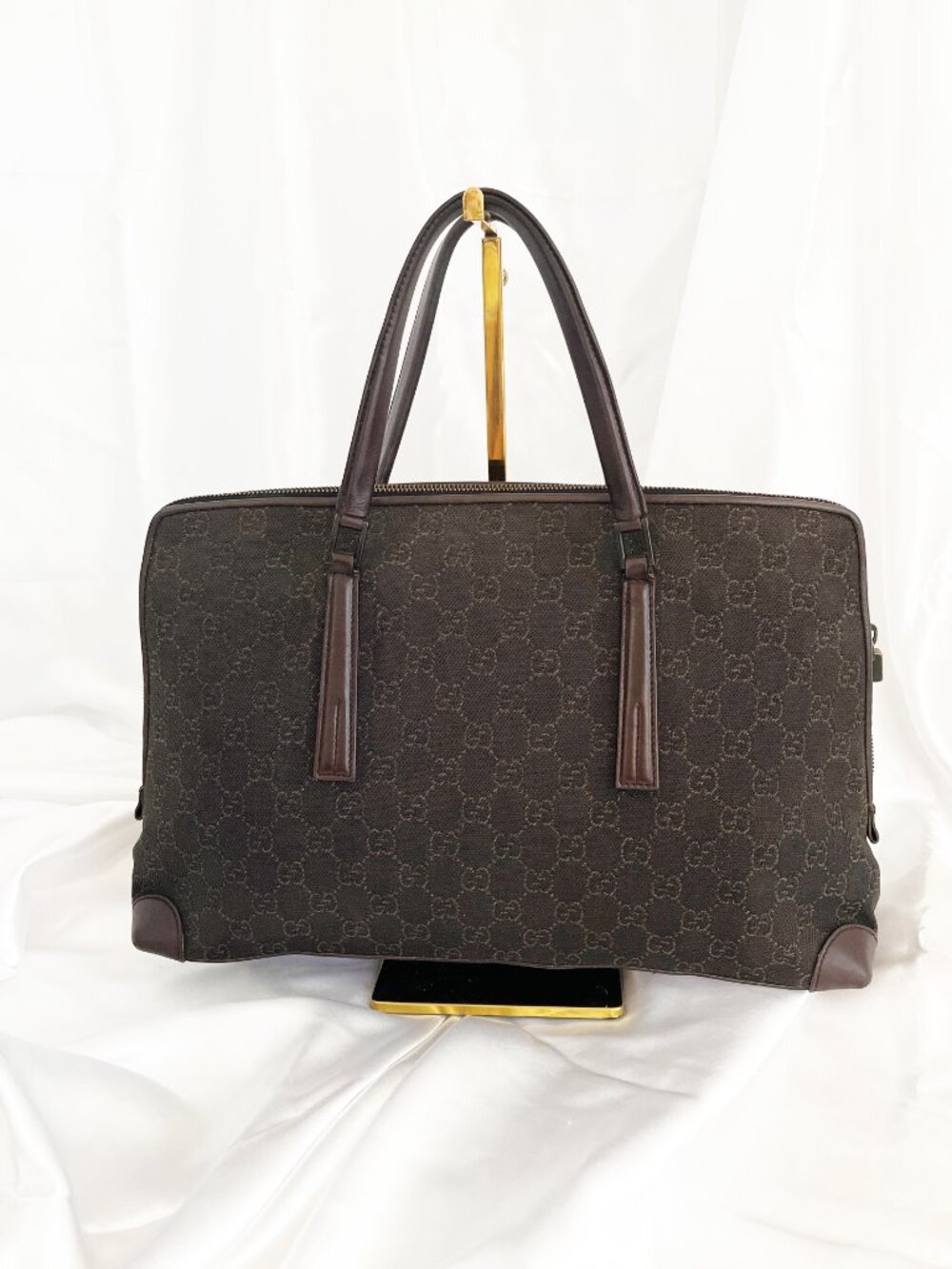 GUCCI  Vintage GG Monogram Canvas Tote Briefcase Shoulder Bag